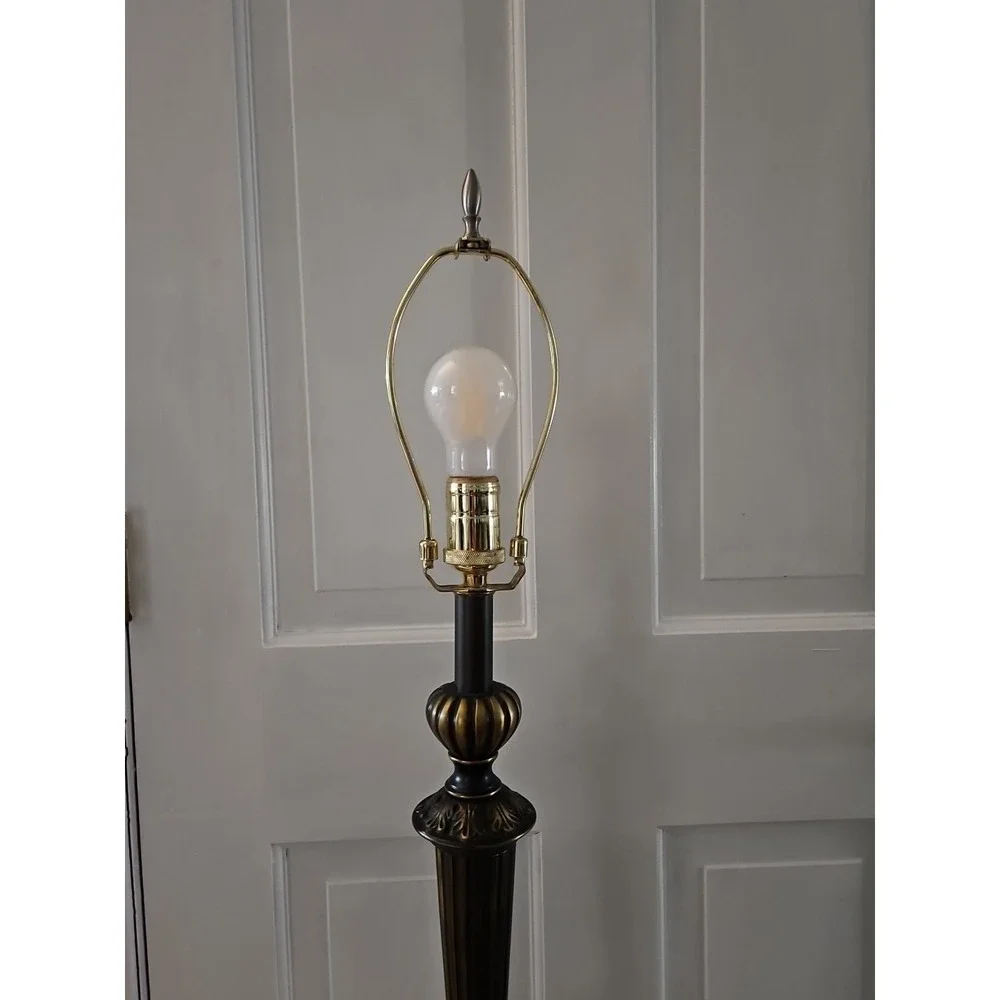Vintage 1980's Bombay Lamp With Black And Brass Finish